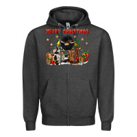 Charcoal Heather merry christmas Zipper Hoodie - CowGirlArtShop