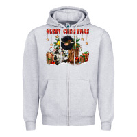 Heather Grey merry christmas Zipper Hoodie - CowGirlArtShop