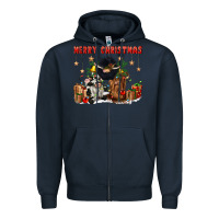 Navy merry christmas Zipper Hoodie - CowGirlArtShop