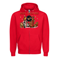 Red merry christmas Zipper Hoodie - CowGirlArtShop
