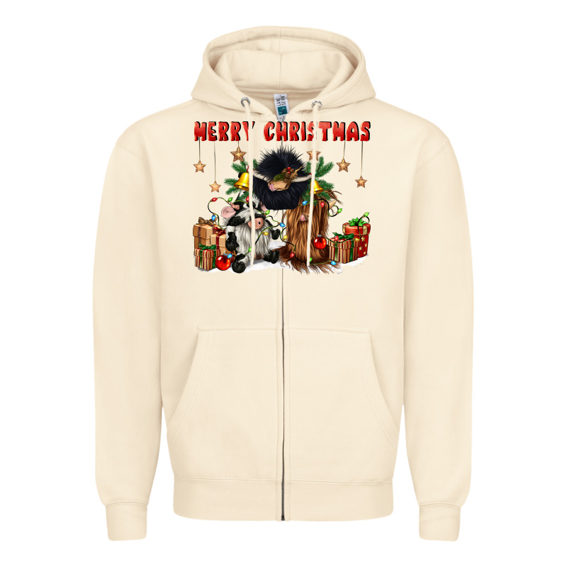 Merry Christmas Zipper Hoodie by CowGirlArtShop | Teevron