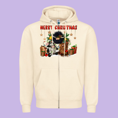 Merry Christmas Zipper Hoodie Designed By Cowgirlartshop