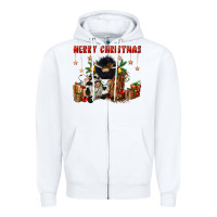 White merry christmas Zipper Hoodie - CowGirlArtShop