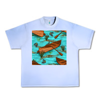 Grape Ice Lake Canoe And Fish With Reeds And Leopard Seamless Pattern Bbs Urban Heavy Tee - BundleAndBundleShop