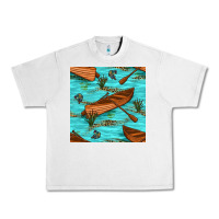 Lunar Rock Lake Canoe And Fish With Reeds And Leopard Seamless Pattern Bbs Urban Heavy Tee - BundleAndBundleShop