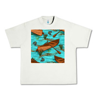 Pistachio Lake Canoe And Fish With Reeds And Leopard Seamless Pattern Bbs Urban Heavy Tee - BundleAndBundleShop