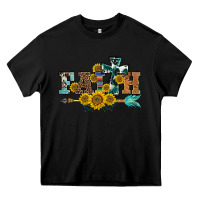 Black western faith arrow sunflowers Heavy Core Tee - BarkalooDesign