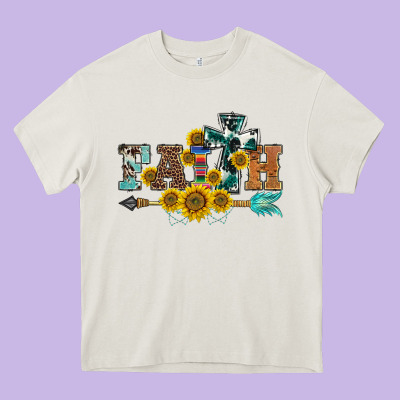Western Faith Arrow Sunflowers Heavy Core Tee Designed By Barkaloodesign