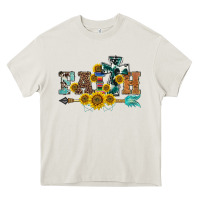 Cream western faith arrow sunflowers Heavy Core Tee - BarkalooDesign