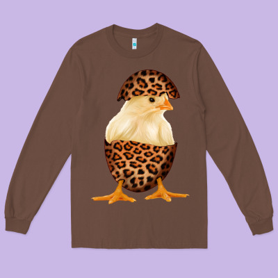 Chick With Leopard Eggshell Long Sleeve Tee Designed By Bettercallsaul