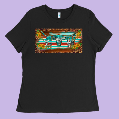 Western Howdy Cowgirl Leopard Serape   License Plate Template Ladies Tee Designed By Barkaloodesign
