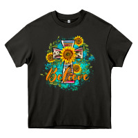 Asphalt western belive sunflowers cross Heavy Core Tee - BarkalooDesign