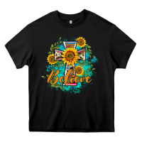 Black western belive sunflowers cross Heavy Core Tee - BarkalooDesign
