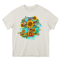 Cream western belive sunflowers cross Heavy Core Tee - BarkalooDesign