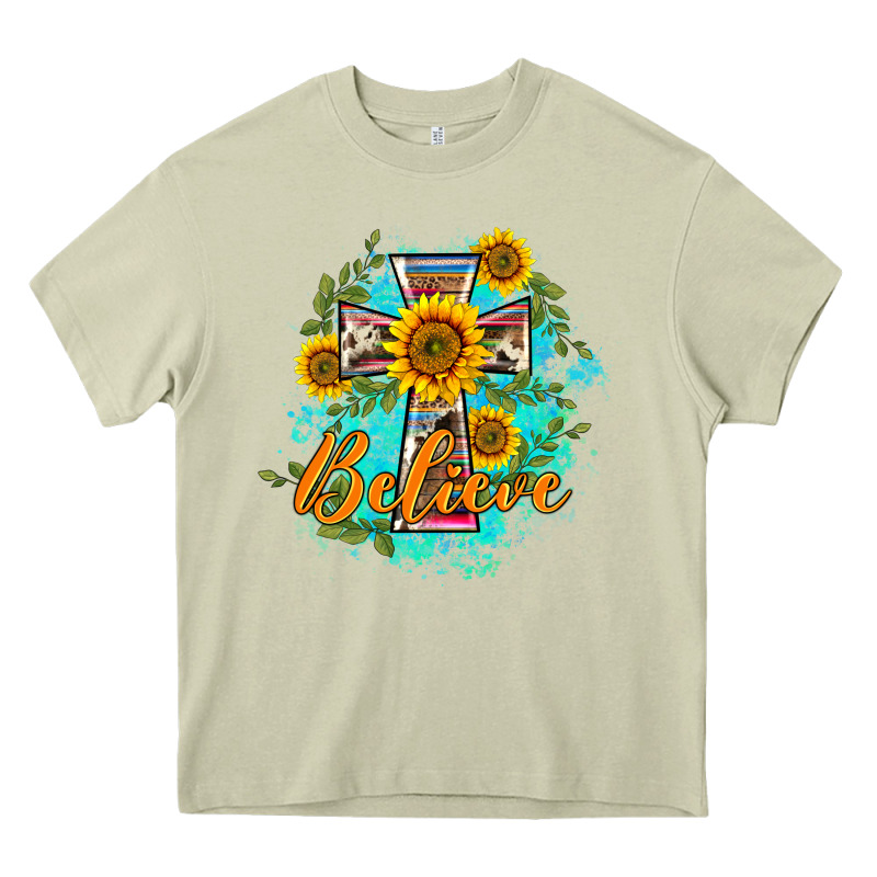 Western Belive Sunflowers Cross Heavy Core Tee by BarkalooDesign | Teevron