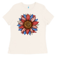 Bone American Flag Sunflower Ladies Tee - LillyAllenDesigns