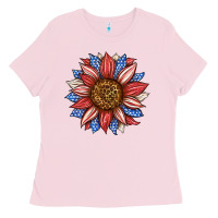 Bubblegum Pink American Flag Sunflower Ladies Tee - LillyAllenDesigns
