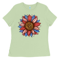 Matcha American Flag Sunflower Ladies Tee - LillyAllenDesigns