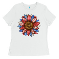White American Flag Sunflower Ladies Tee - LillyAllenDesigns