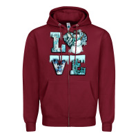 Burgundy love winter Zipper Hoodie - CowGirlArtShop