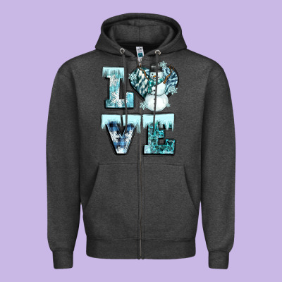 Love Winter Zipper Hoodie Designed By Cowgirlartshop