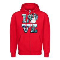 Red love winter Zipper Hoodie - CowGirlArtShop