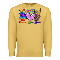 Antique Gold Peace love rock Premium Sweatshirt - FaDigitalArtStudio