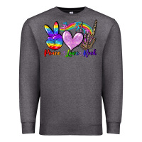 Charcoal Heather Peace love rock Premium Sweatshirt - FaDigitalArtStudio