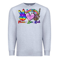 Heather Grey Peace love rock Premium Sweatshirt - FaDigitalArtStudio