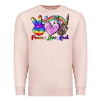 Pale Pink Peace love rock Premium Sweatshirt - FaDigitalArtStudio