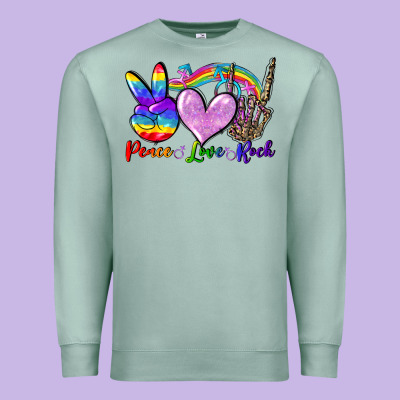 Peace Love Rock Premium Sweatshirt Designed By Fadigitalartstudio