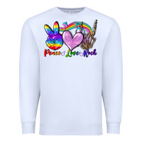 White Peace love rock Premium Sweatshirt - FaDigitalArtStudio