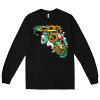 Black Florida Map with Sunflower and Serape Cactus Long Sleeve Tee - Bettercallsaul