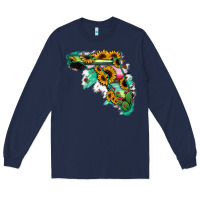 Navy Florida Map with Sunflower and Serape Cactus Long Sleeve Tee - Bettercallsaul