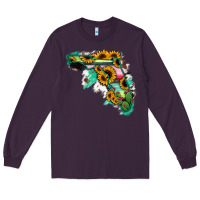Plum Florida Map with Sunflower and Serape Cactus Long Sleeve Tee - Bettercallsaul