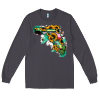 Smoke Florida Map with Sunflower and Serape Cactus Long Sleeve Tee - Bettercallsaul