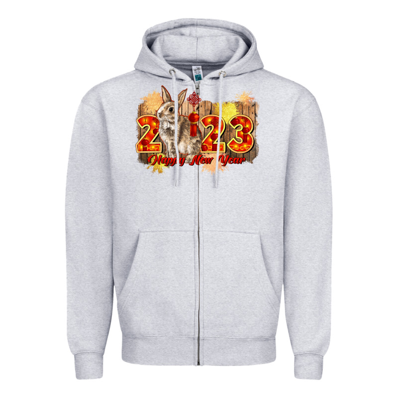 Chinese New Year 2023 Rabbit Year Zipper Hoodie by CowGirlArtShop | Teevron