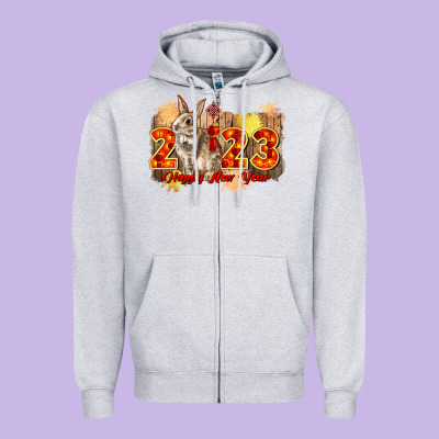 Chinese New Year 2023 Rabbit Year Zipper Hoodie Designed By Cowgirlartshop