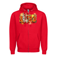 Red chinese new year 2023 rabbit year Zipper Hoodie - CowGirlArtShop