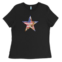 Black American Flag Star Ladies Tee - LillyAllenDesigns