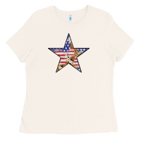 Bone American Flag Star Ladies Tee - LillyAllenDesigns