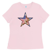 Bubblegum Pink American Flag Star Ladies Tee - LillyAllenDesigns