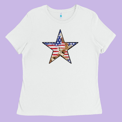 American Flag Star Ladies Tee Designed By Lillyallendesigns