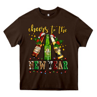 Chocolate Brown cheers to the new year with beers Heavy Core Tee - AdoDesignShop