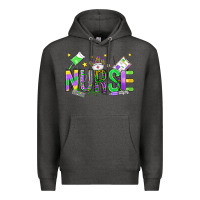 Charcoal Heather mardi gras nurse Premium Hoodie - OliviaCreatesArt