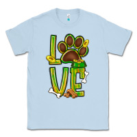 Dusty Blue Tie dye St. Patrick's Day love dog paw Classic Tee - BundleAndBundleShop