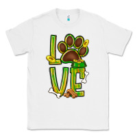 White Tie dye St. Patrick's Day love dog paw Classic Tee - BundleAndBundleShop