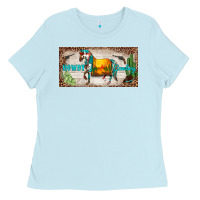Baby Blue western howdy cowboy horse sunset weapon cactus leopard  license plate Ladies Tee - BarkalooDesign