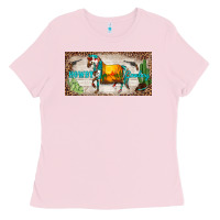 Bubblegum Pink western howdy cowboy horse sunset weapon cactus leopard  license plate Ladies Tee - BarkalooDesign