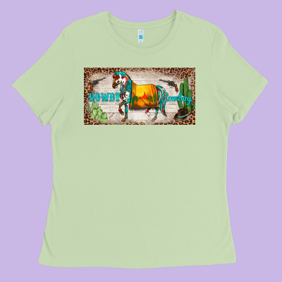 Western Howdy Cowboy Horse Sunset Weapon Cactus Leopard  License Plate Ladies Tee Designed By Barkaloodesign